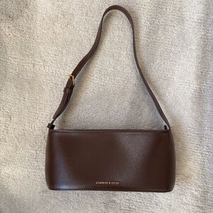 Charles & Keith Brown Shoulder Baguette Bag